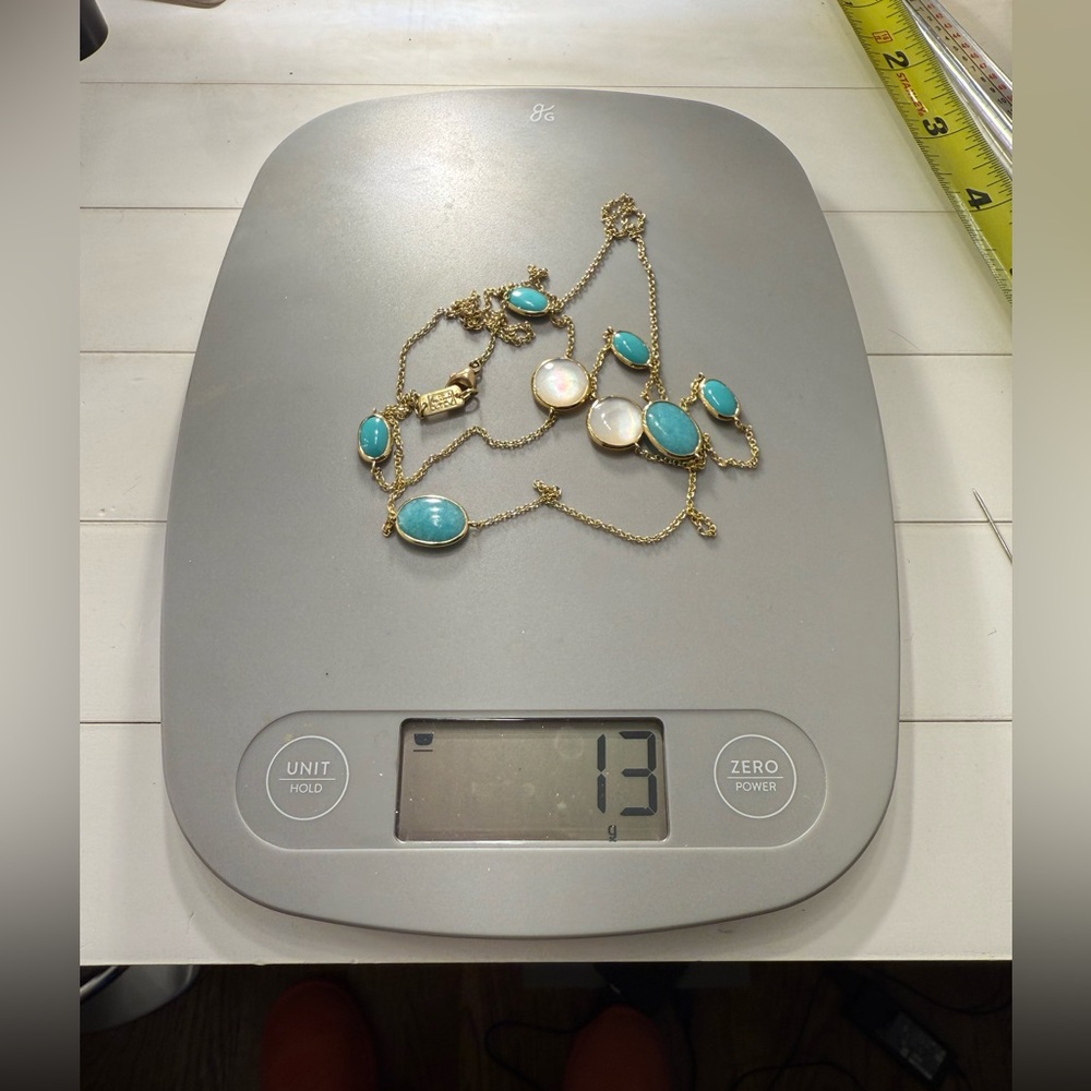 Ippolita 18k YG Mother of Pearl & Amazonite Necklace- 12 grams - Picture 6 of 6